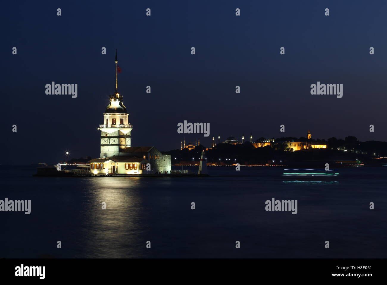 Kızkulesi, Üsküdar, manzara, gece, gece kız kulesi, kızkulesi, Banque D'Images