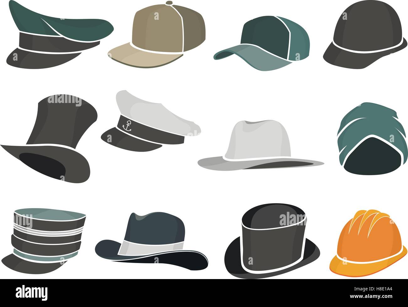 Série de télévision couleur militaire et civil chapeaux Illustration de Vecteur