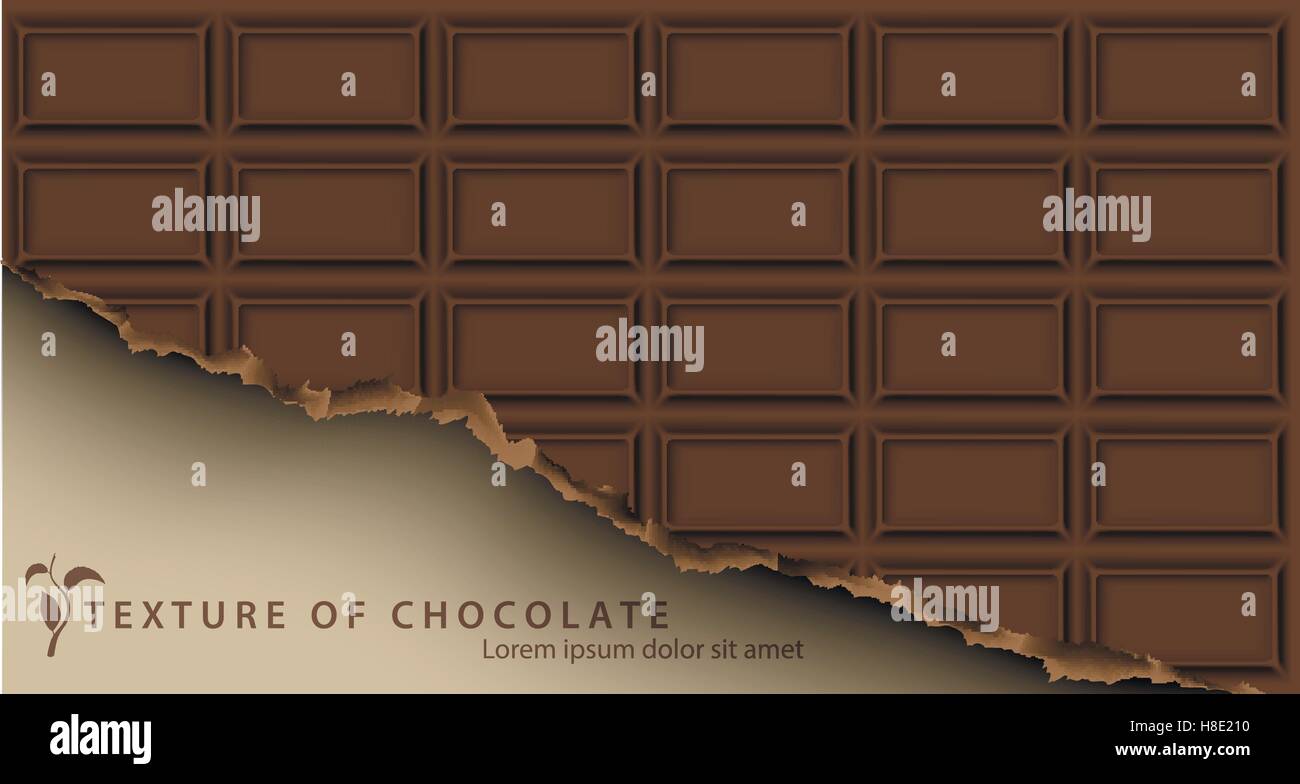 La texture du chocolat avec les extrémités rompues et texte Illustration de Vecteur