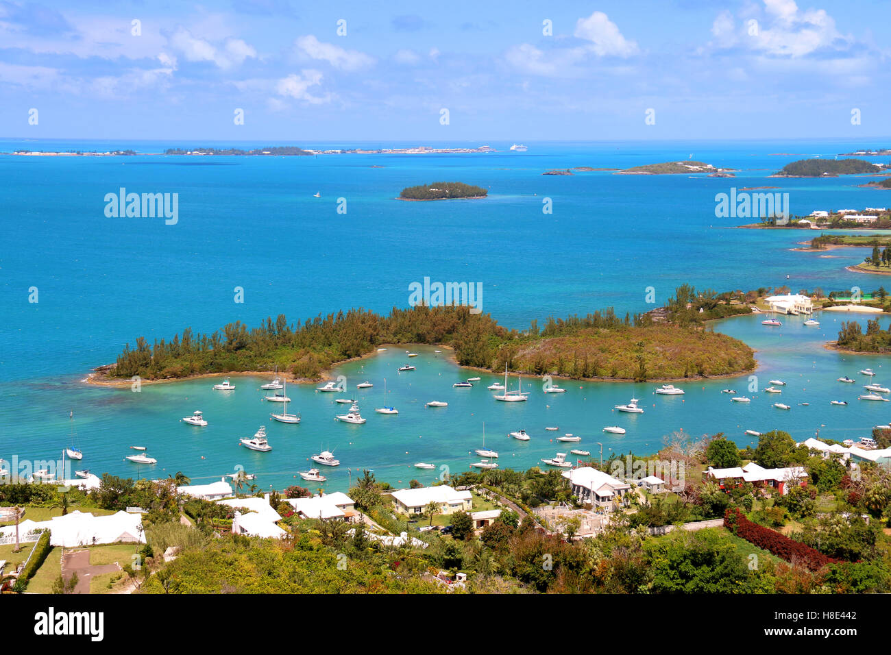 Les Bermudes paysage tropical Vue de dessus, St Anne's, les Bermudes. Banque D'Images