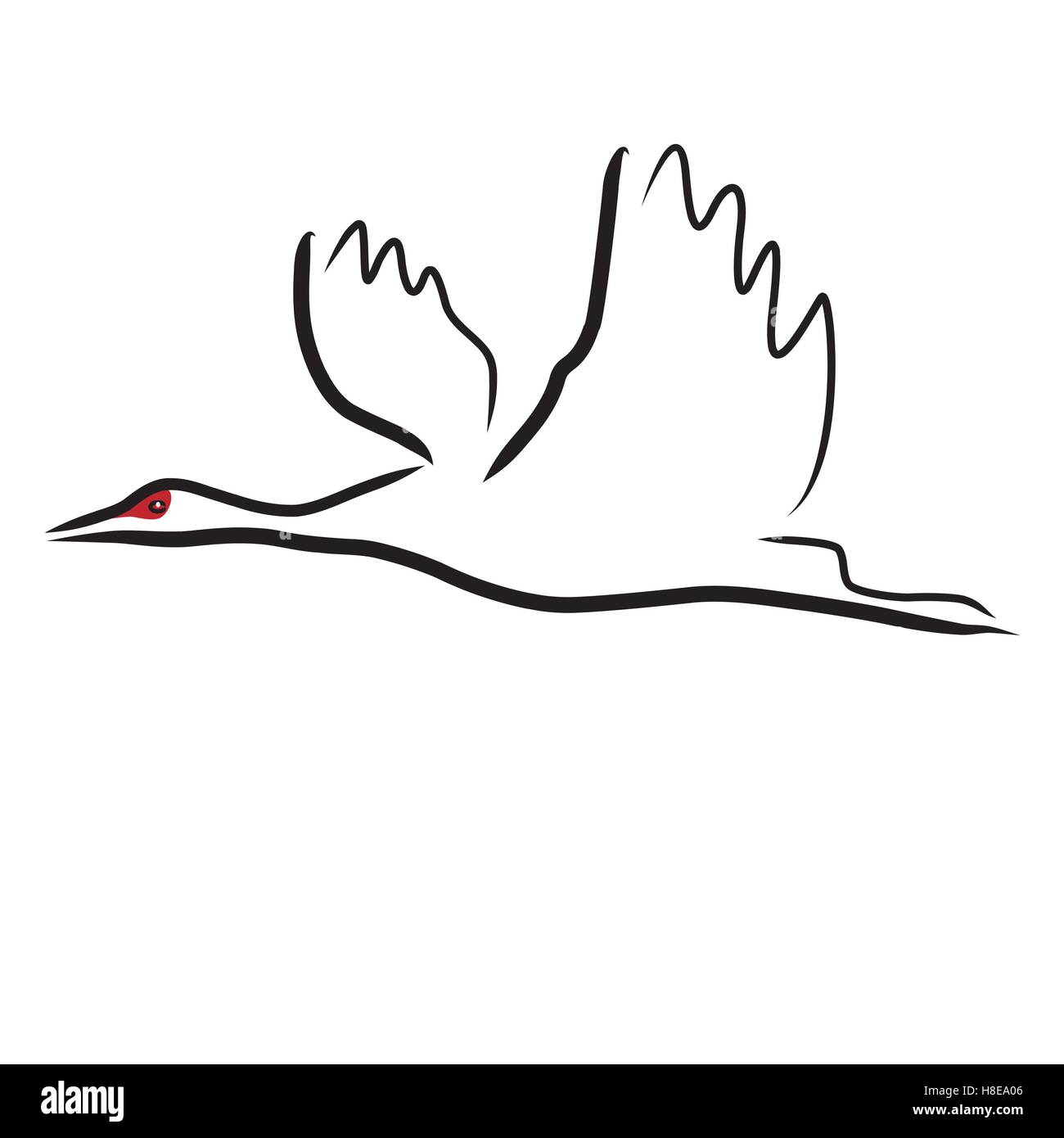 Vector image stylisée d'une Grue en vol. Illustration de Vecteur