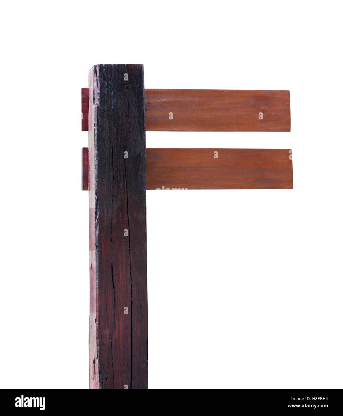 Brown vieux panneau en bois isolé sur fond blanc et ont chemins de détourage. Banque D'Images