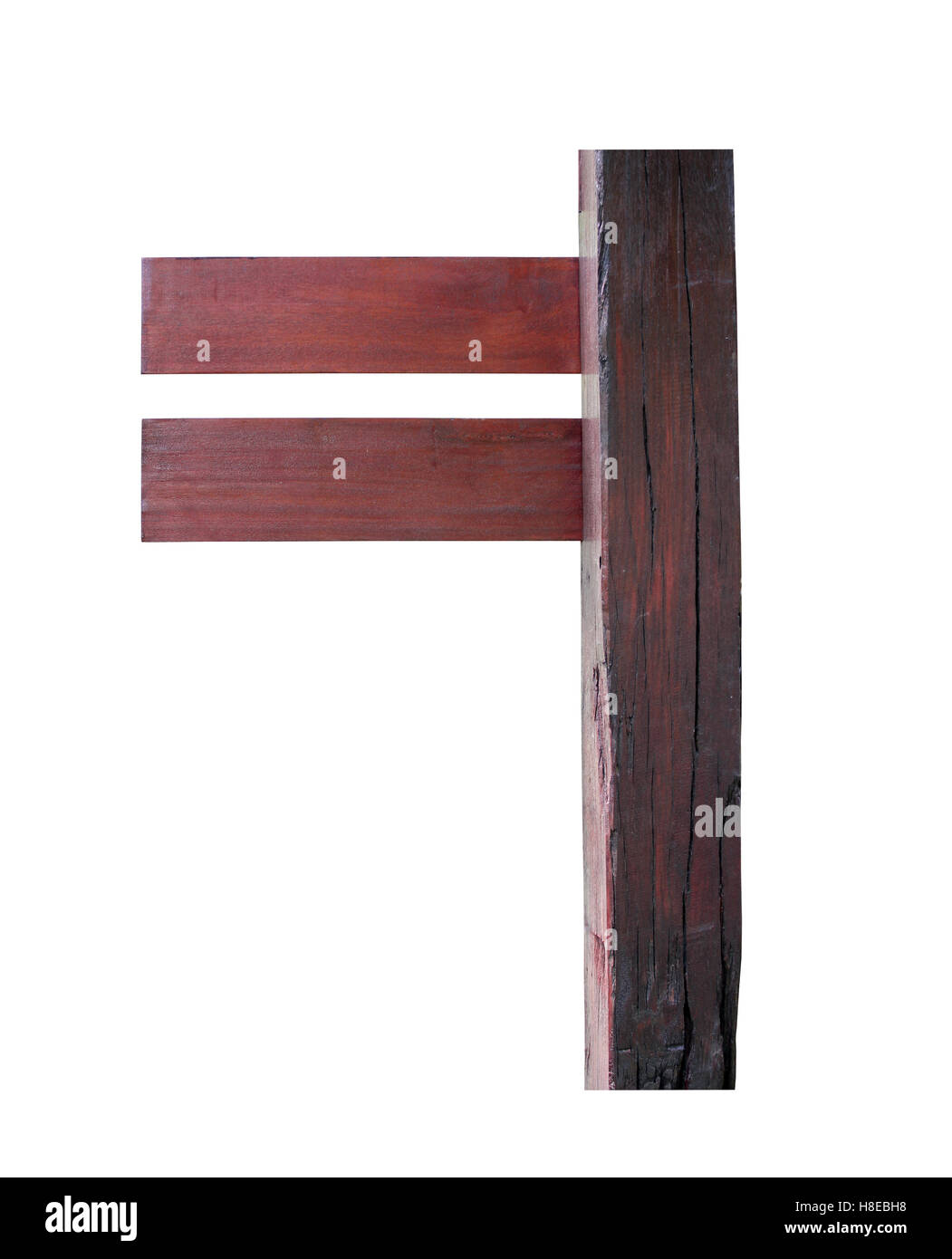 Brown vieux panneau en bois isolé sur fond blanc et ont chemins de détourage. Banque D'Images