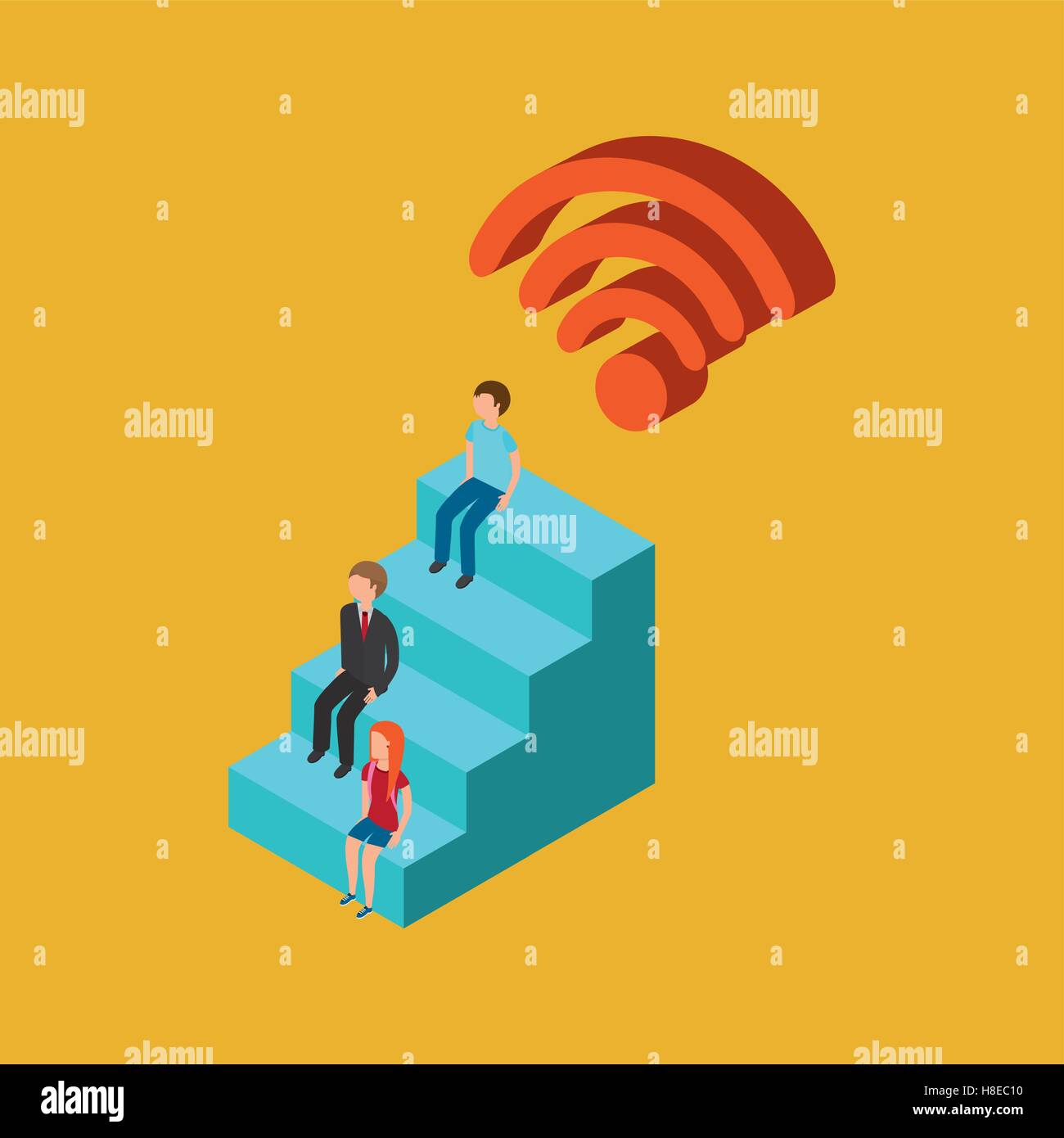 Connexion Wi-Fi au réseau local connexion global famille numérique illustration vecteur eps 10 Illustration de Vecteur