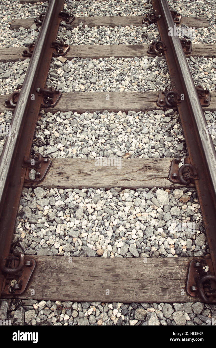 Vintage couleur de photo dans le vieux chemin de fer pour le transport. Banque D'Images