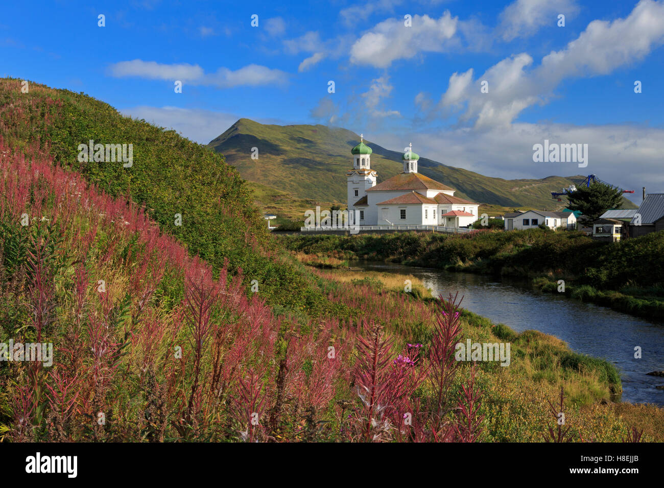 Église orthodoxe russe, l'île Unalaska, Îles Aléoutiennes, Alaska, États-Unis d'Amérique, Amérique du Nord Banque D'Images