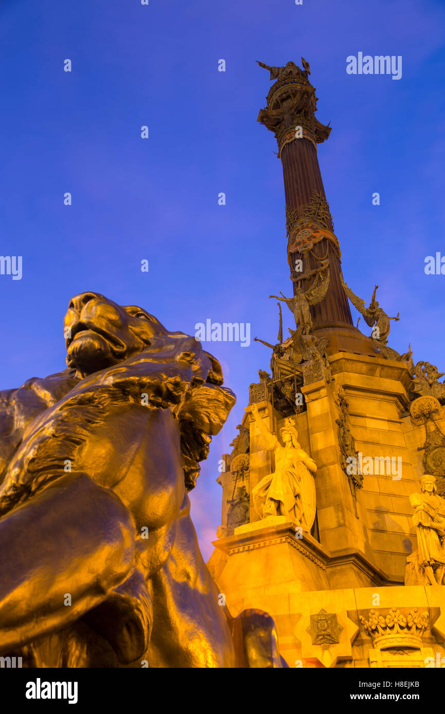 Mirador de Colon (monument de Colomb), Barcelone, Catalogne, Espagne, Europe Banque D'Images