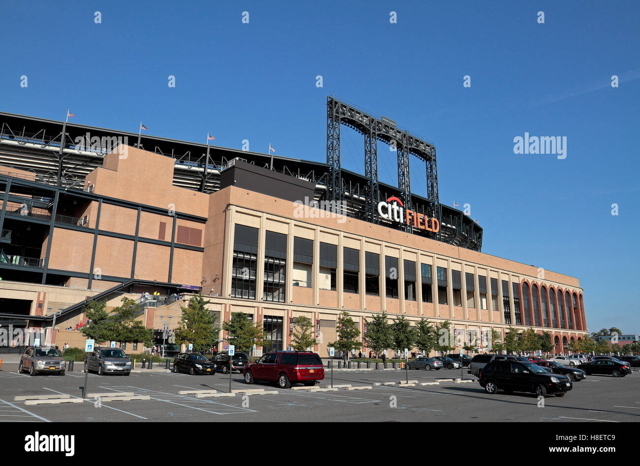 Vue extérieure du Citi Field, le stade de la MLB home New York Mets devant un jeu de 2016, New York, United States. Banque D'Images