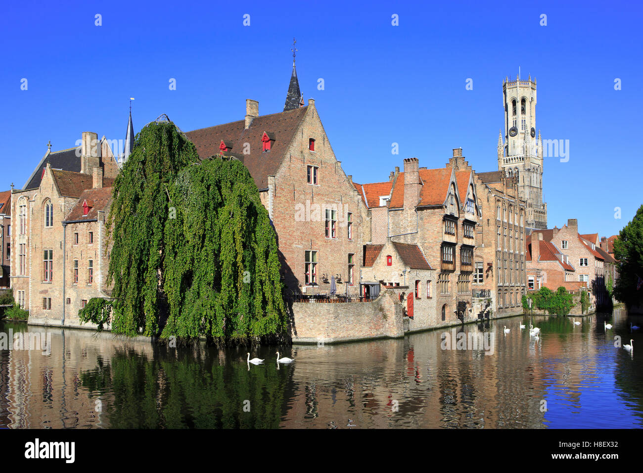 Le plus photographié du canal Groenerei (vue) à Bruges, Belgique Banque D'Images