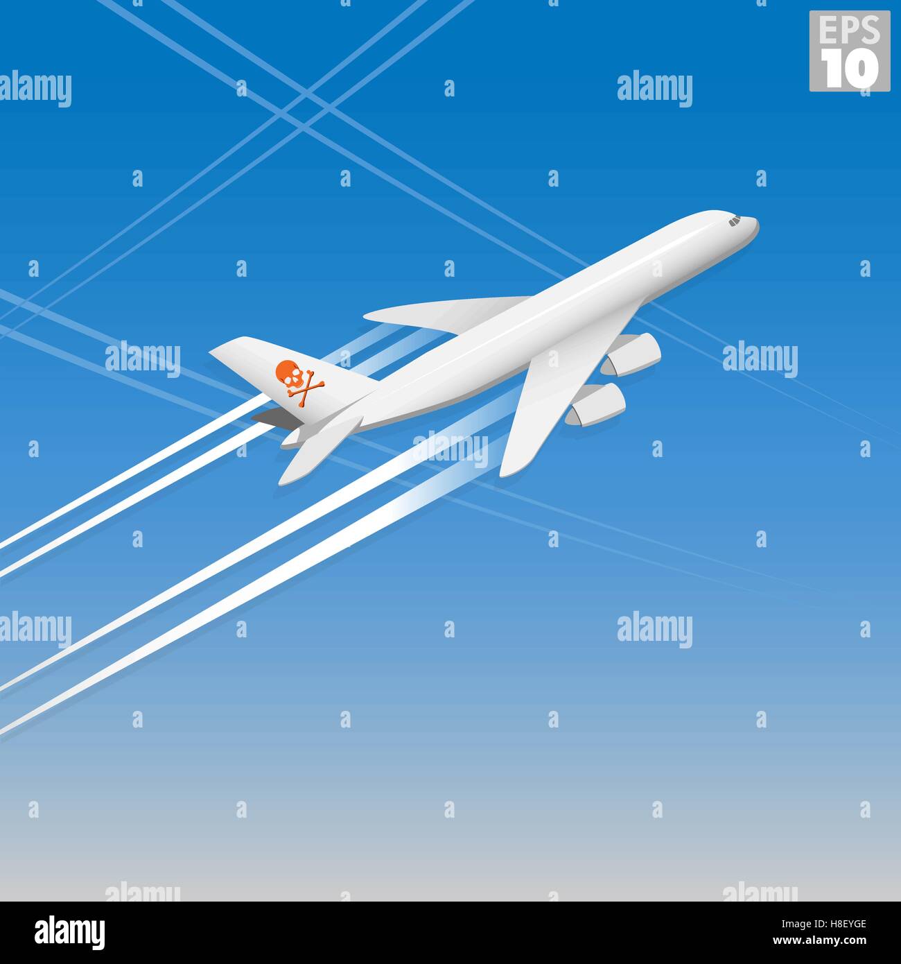 La libération d'avions chemtrails dans l'atmosphère Illustration de Vecteur