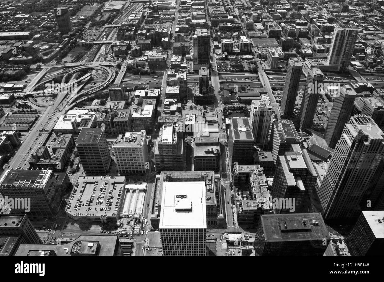 Noir et Blanc paysage de ville de Chicago B timents de dessus