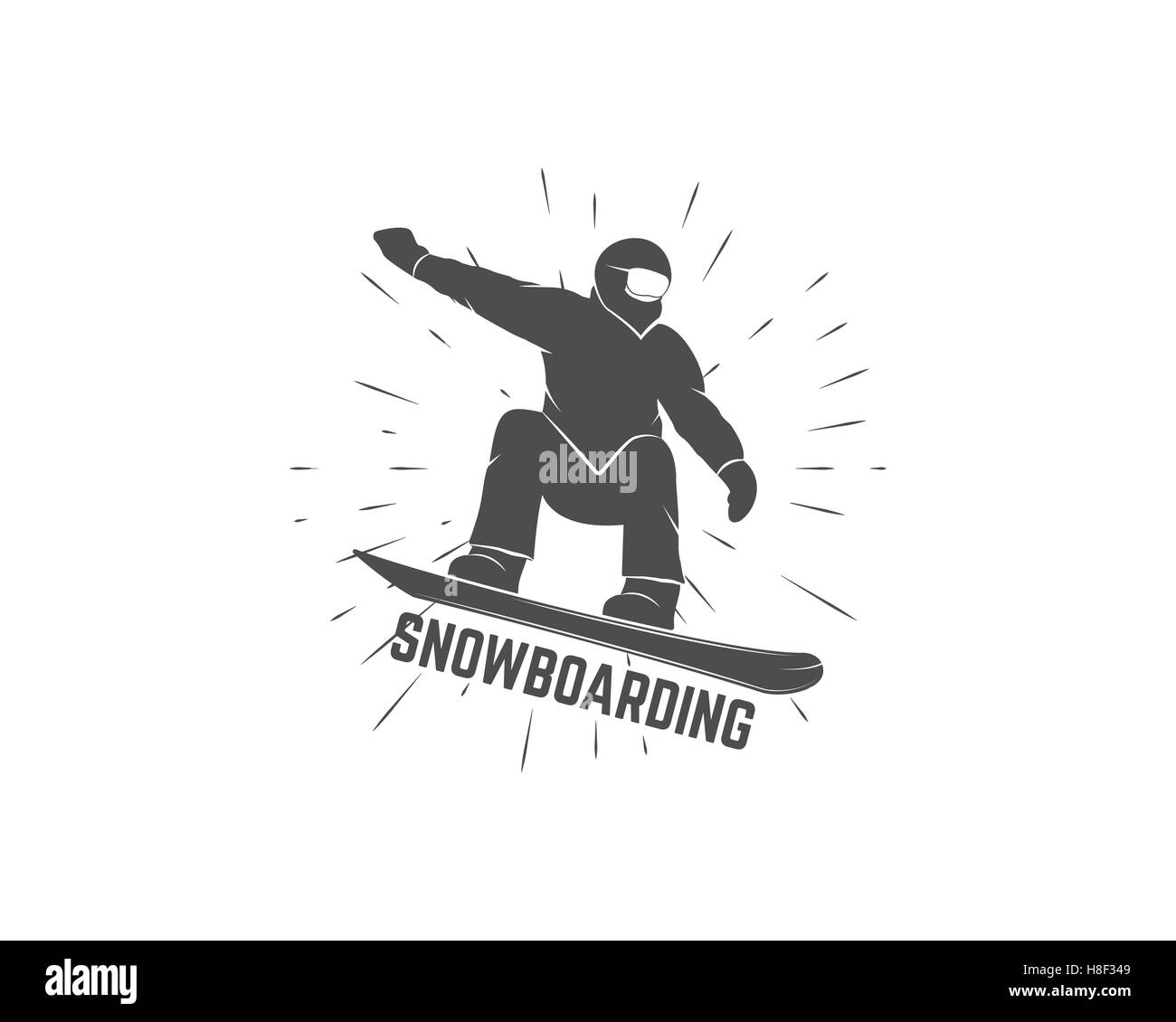 Snowboard logo, modèle d'étiquette. Sport d'hiver d'un insigne. Emblème