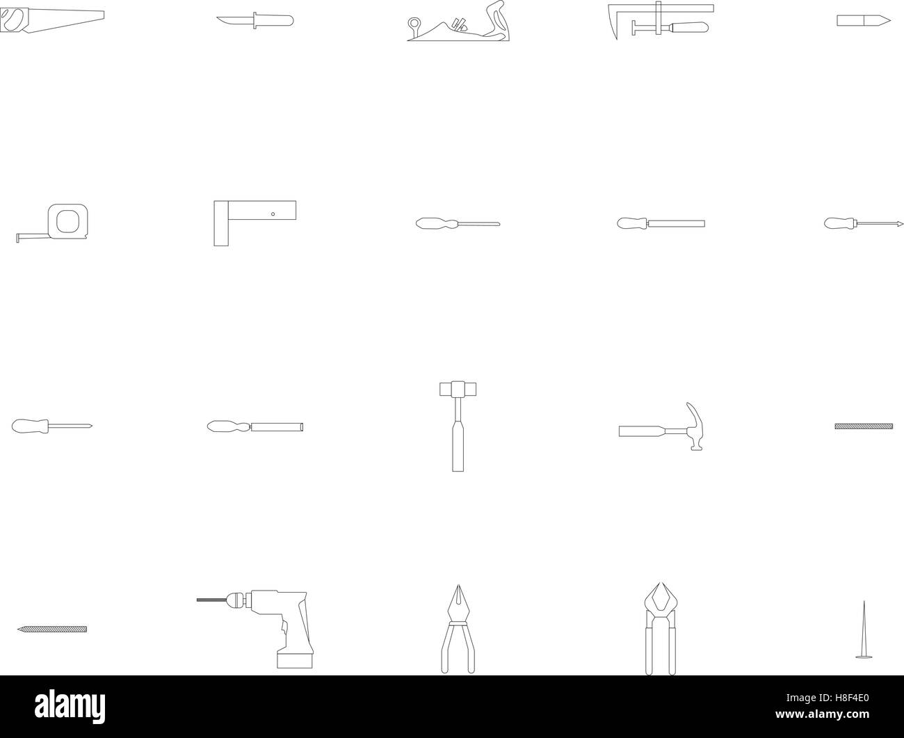 Divers outils de travail signes vecteur Illustration de Vecteur