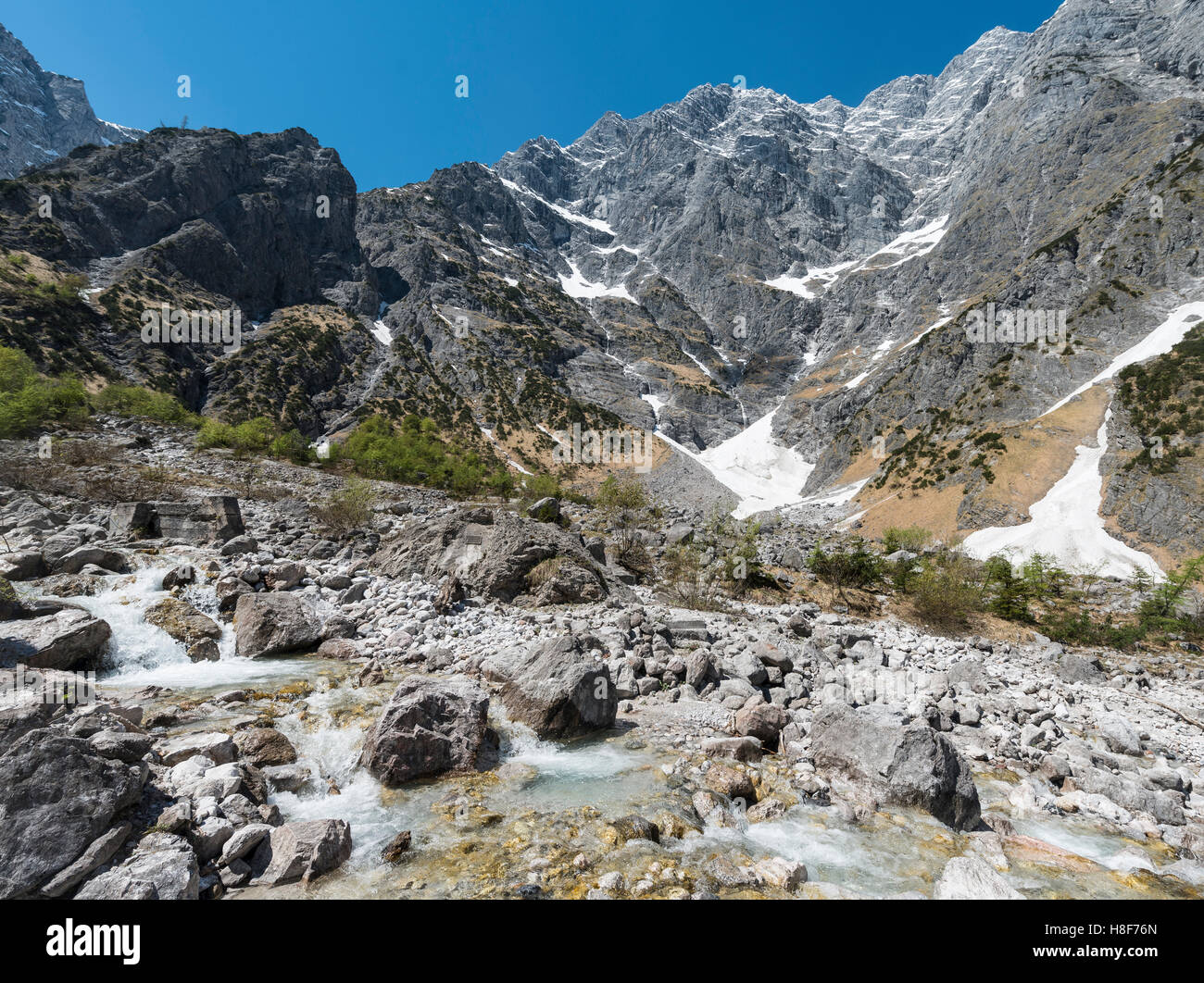 Alpes allemandes profonde calotte glaciaire, face est, Watzmann Ramsau, Bavière, Allemagne Banque D'Images