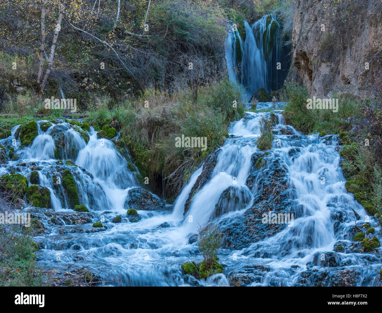 Roughlock Falls, Spearfish Canyon, le Dakota du Sud. Banque D'Images