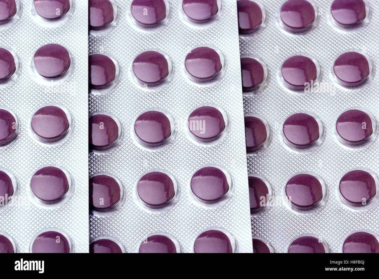 Close-up médicament comprimés conditionnés dans des blisters pack Banque D'Images