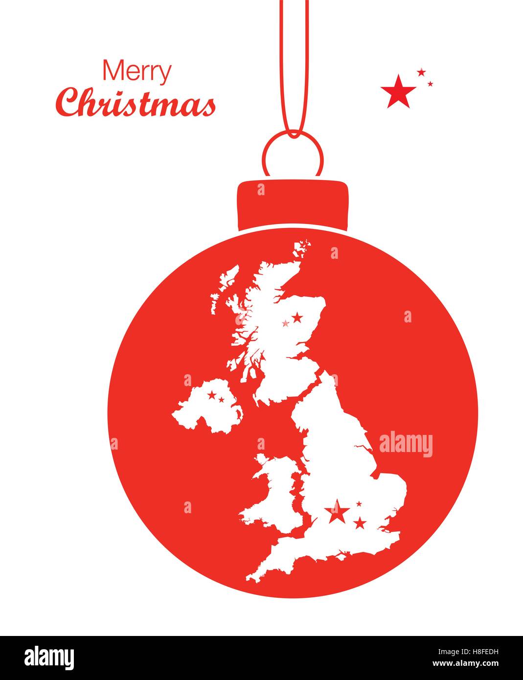 Joyeux Noël Map United Kingdom Illustration de Vecteur