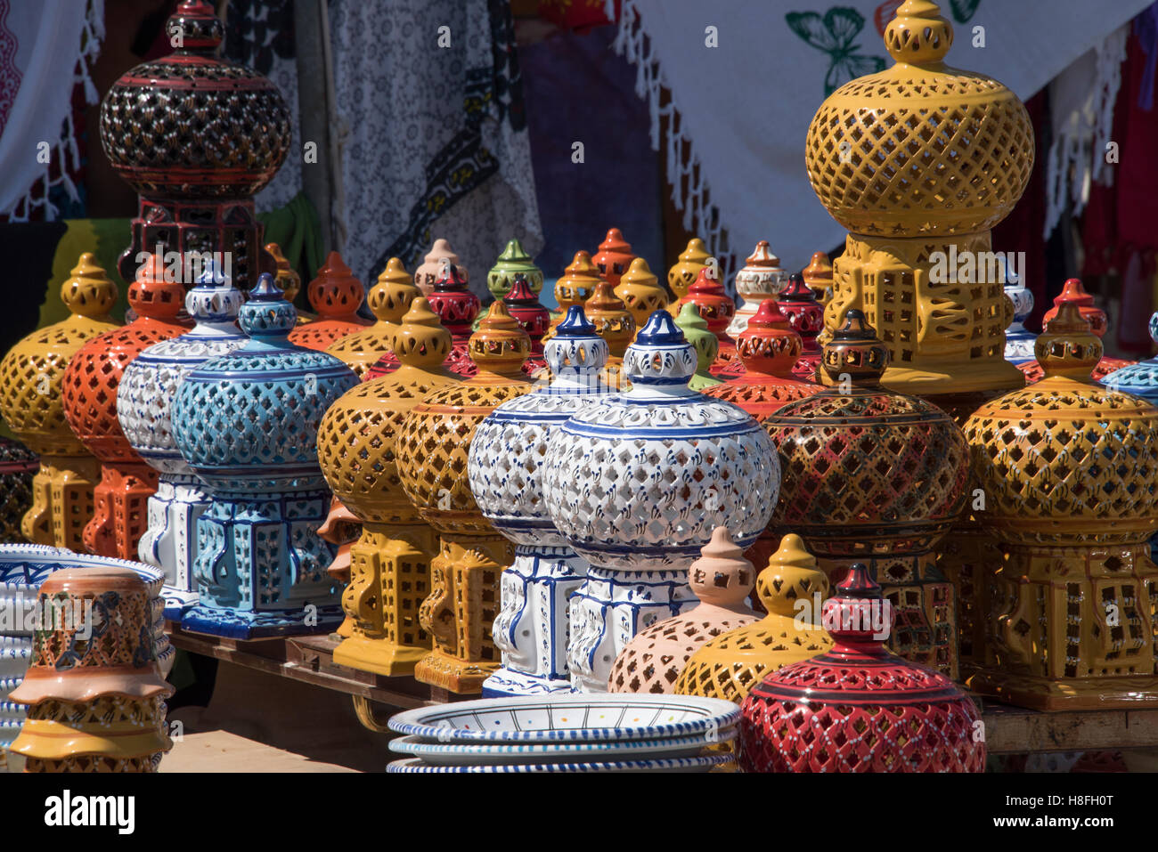 Vente de poterie marocaine, Erice Banque D'Images