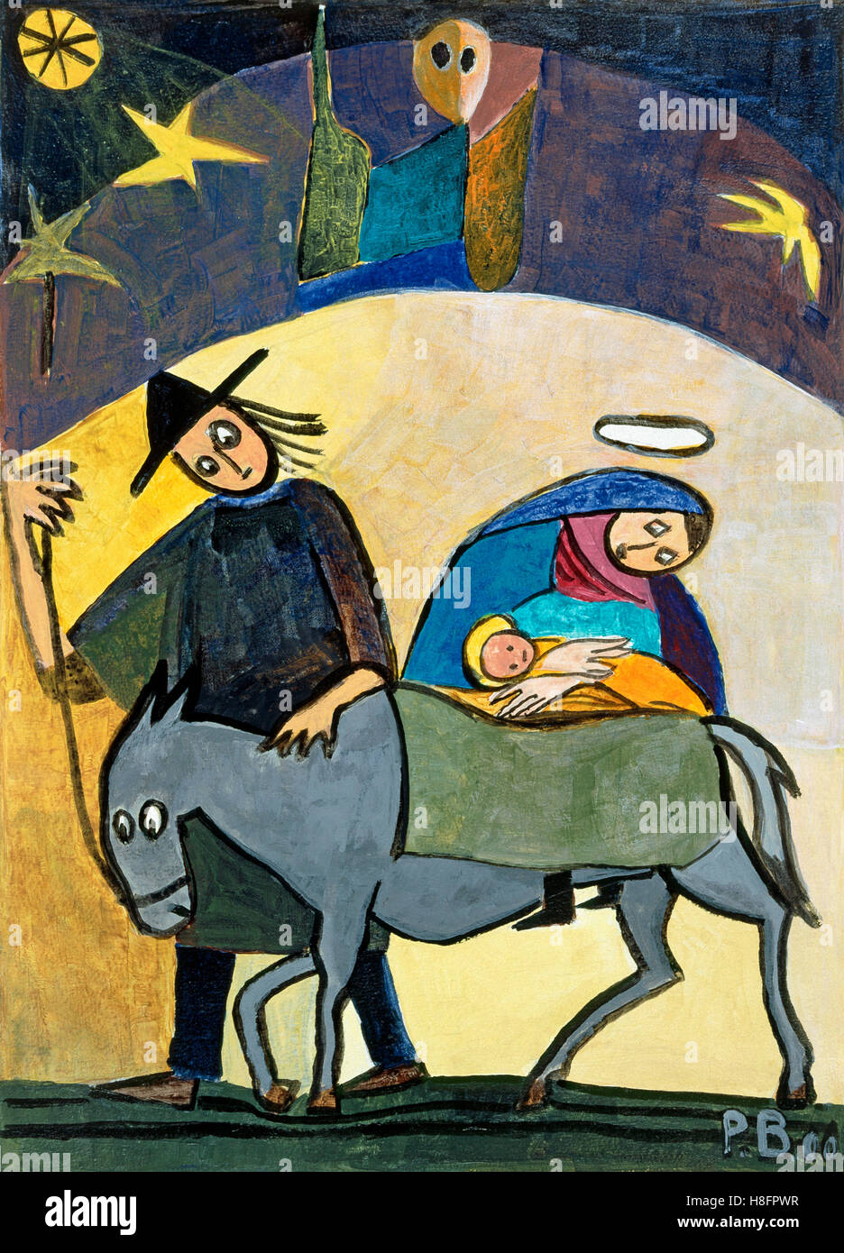 Pia Bühler, histoire de Noël, vol, Maria, Joseph, l'Enfant Jésus Banque D'Images
