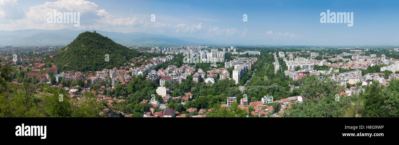 Panorama de l'heure de Plovdiv, Bulgarie Banque D'Images