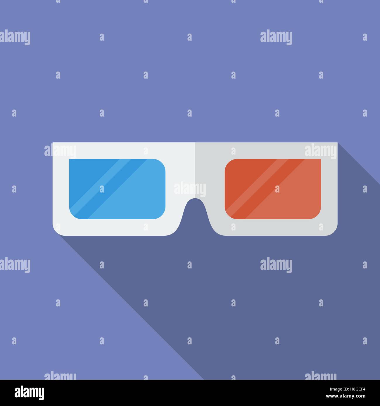 Icône de cinéma 3D lunettes. Style plat Illustration de Vecteur