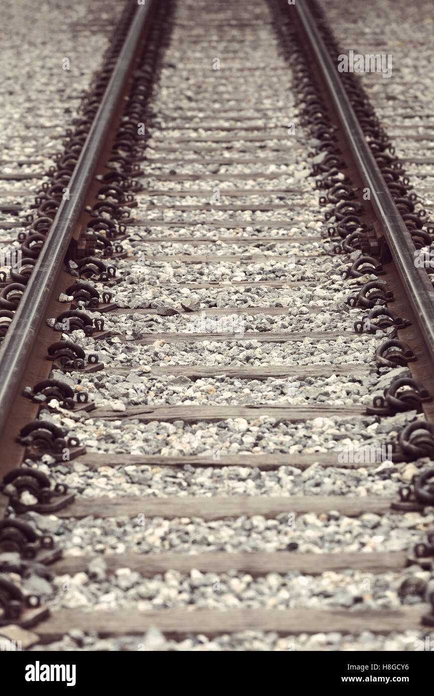 Vintage couleur de photo dans le vieux chemin de fer pour le transport. Banque D'Images
