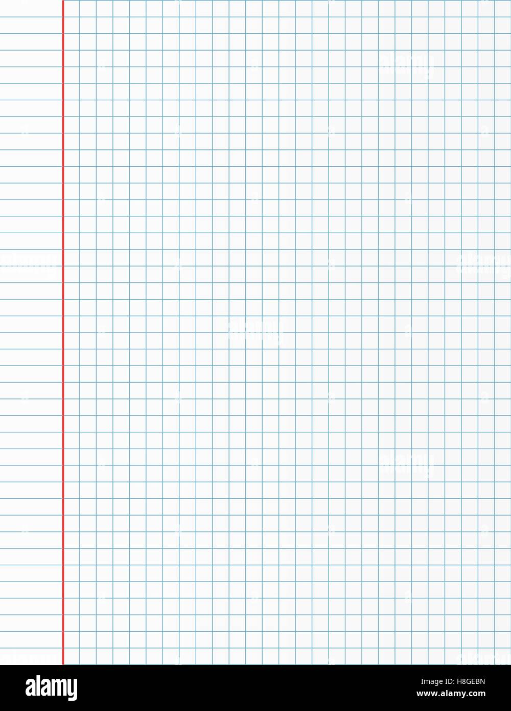 Feuille de papier de l'ordinateur portable de l'école. Arrière-plan de la page Livre d'exercice. Le bloc-notes au carré en toile de fond. Vector illustration Illustration de Vecteur