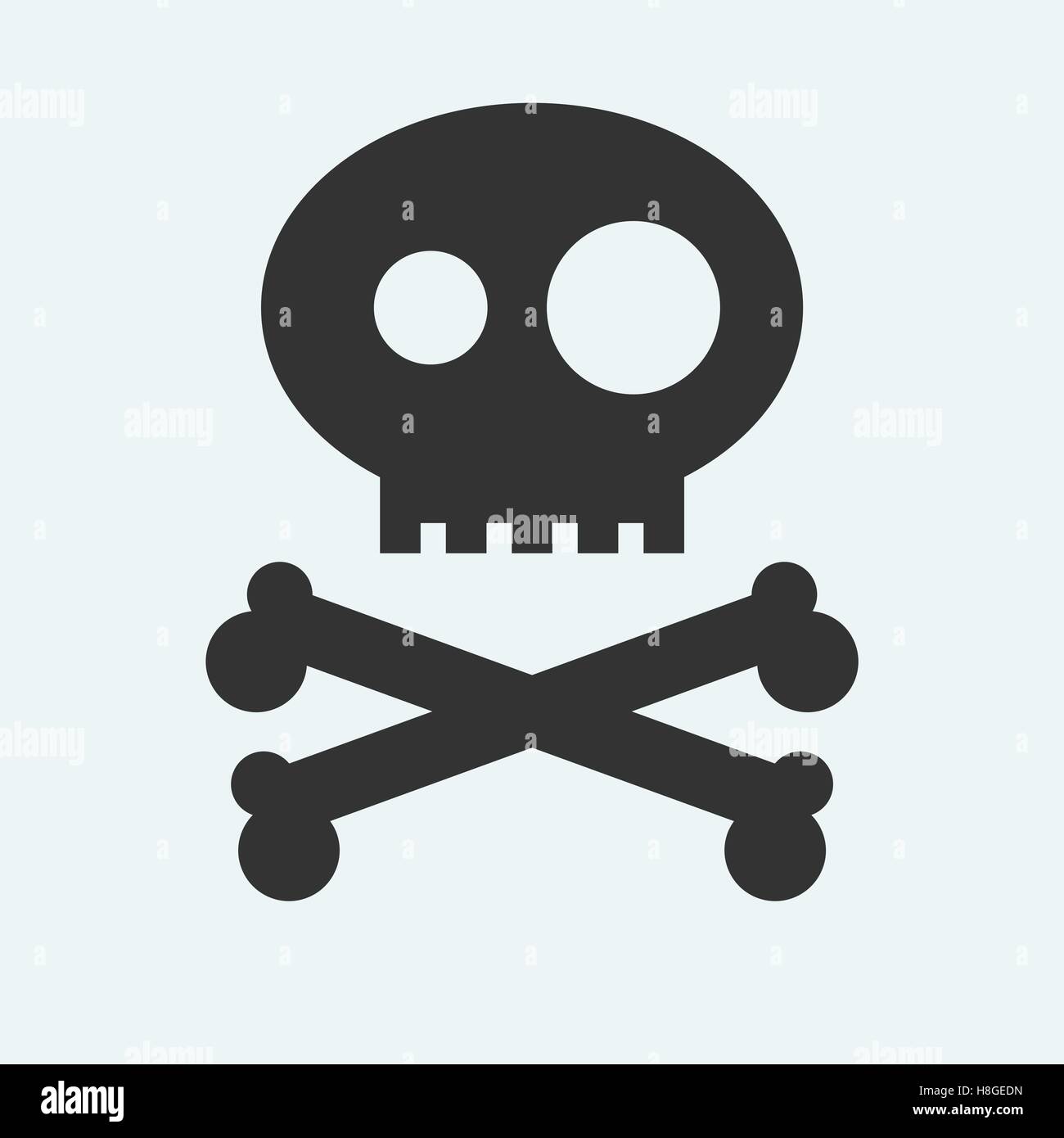 Icône de Jolly Roger symbole. Pirate, de l'obstruction, Corsair signe de mort ou d'os croisés et du crâne. Emblème du vecteur Illustration de Vecteur