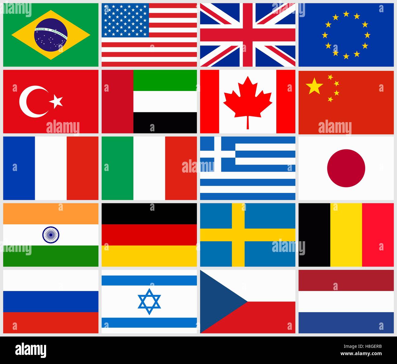 Ensemble de drapeaux de pays populaires Illustration de Vecteur
