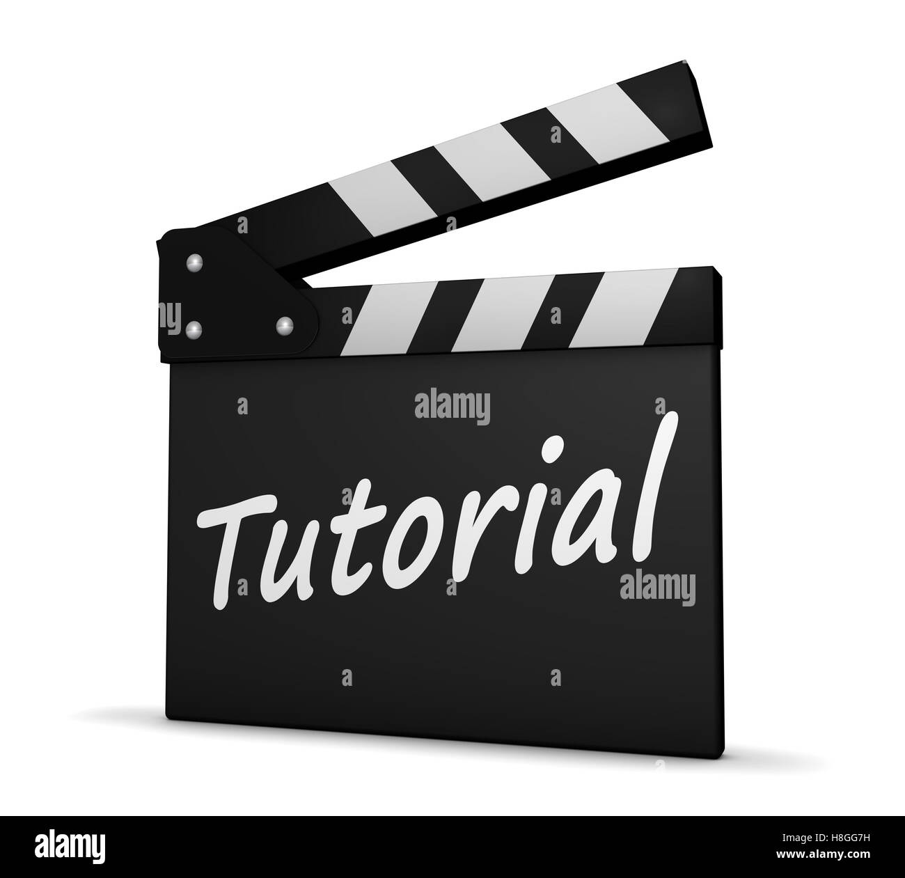 L'icône vidéo tutoriel 3d illustration concept avec signe et word sur un clap. Banque D'Images