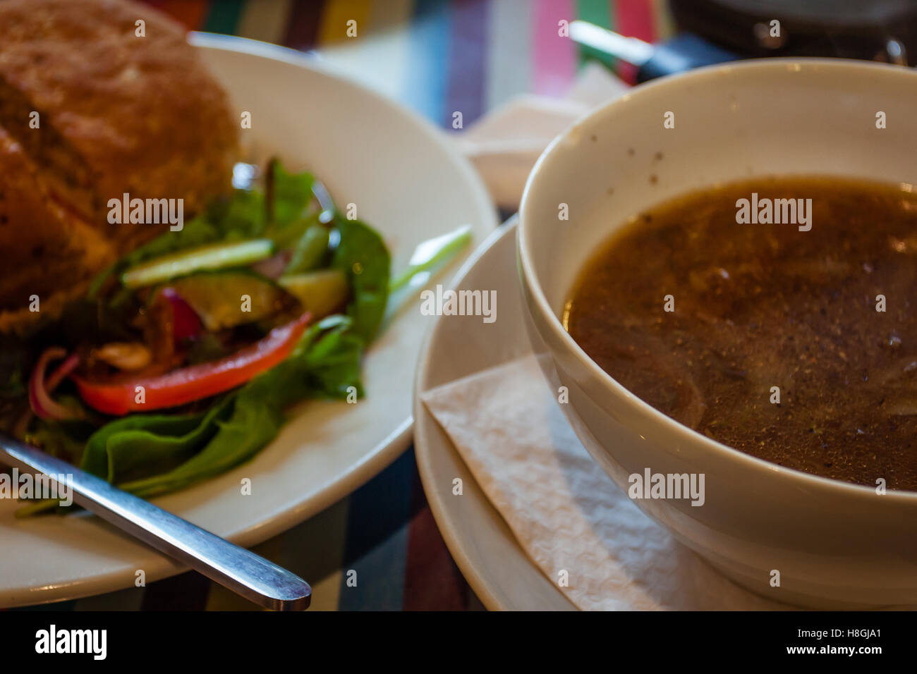 Soupe et d'un sandwich Banque D'Images