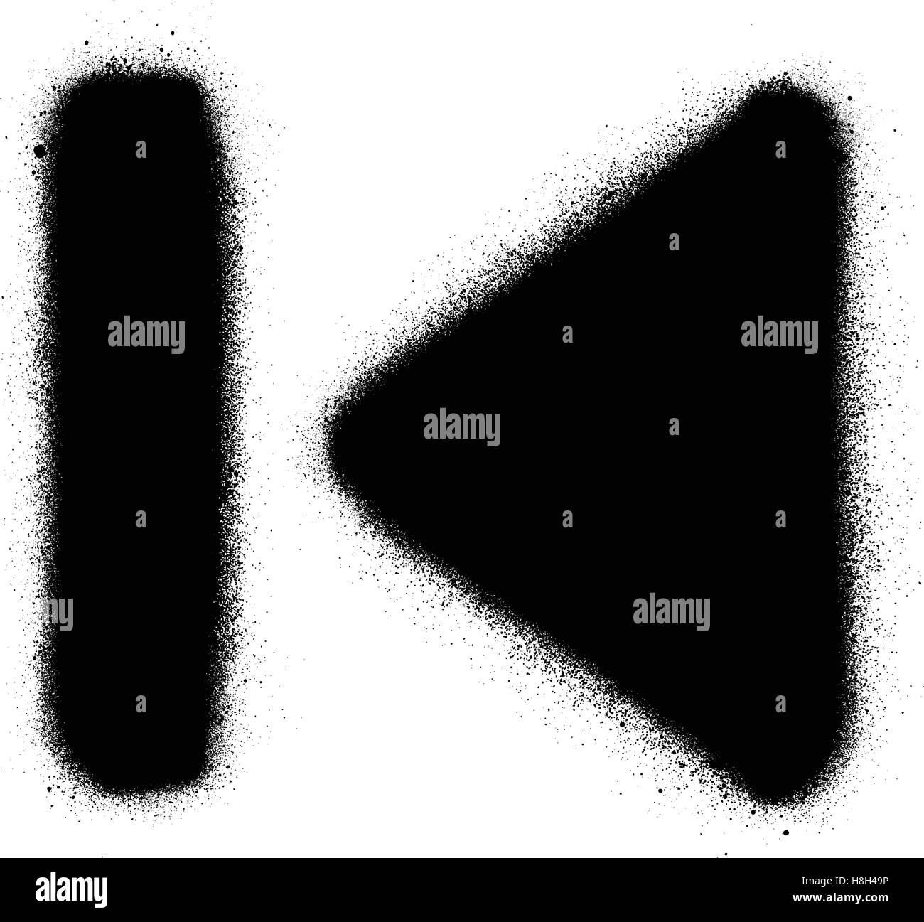 Allez à Démarrer media spray graffiti en noir sur blanc l'icône Illustration de Vecteur