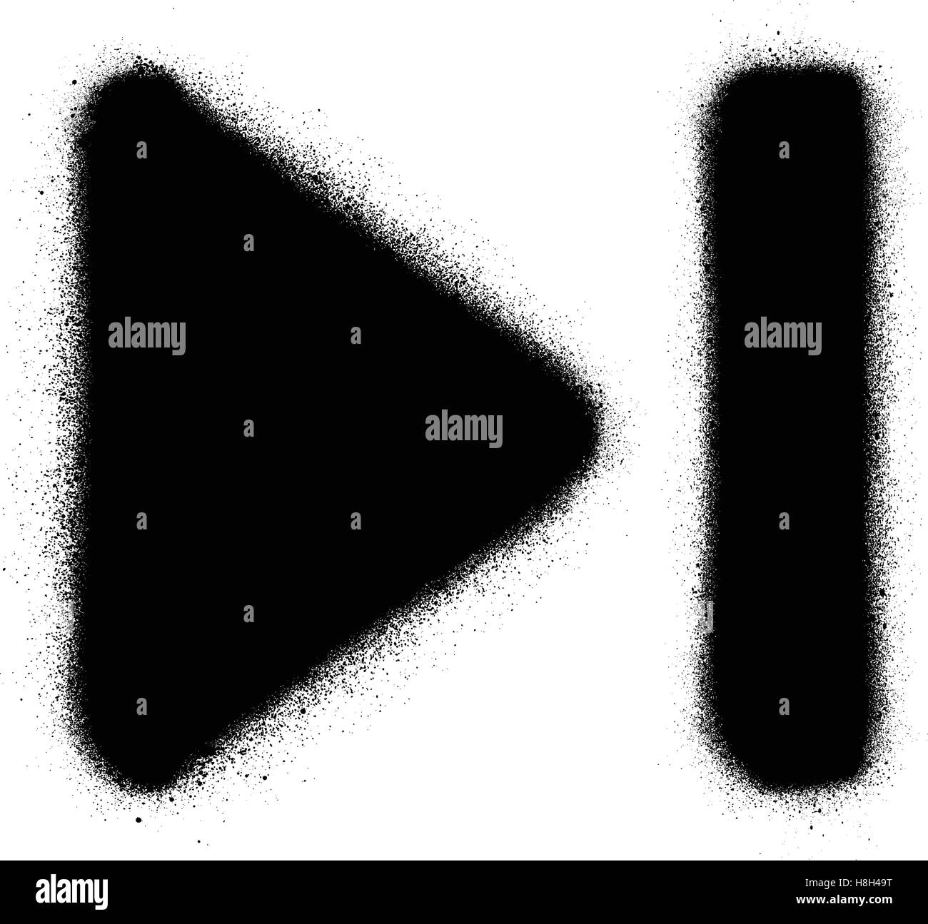 Aller à la fin de l'icône media spray graffiti noir sur blanc Illustration de Vecteur