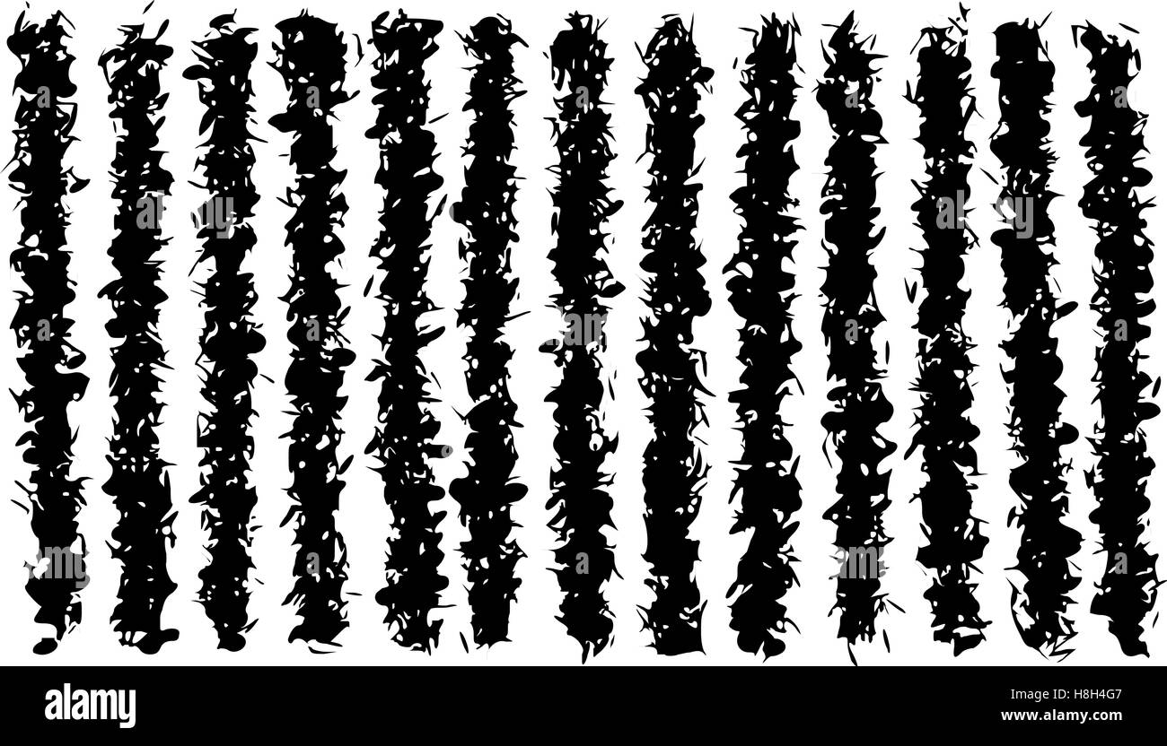 Motif de lignes noires irrégulières grunge over white Illustration de Vecteur
