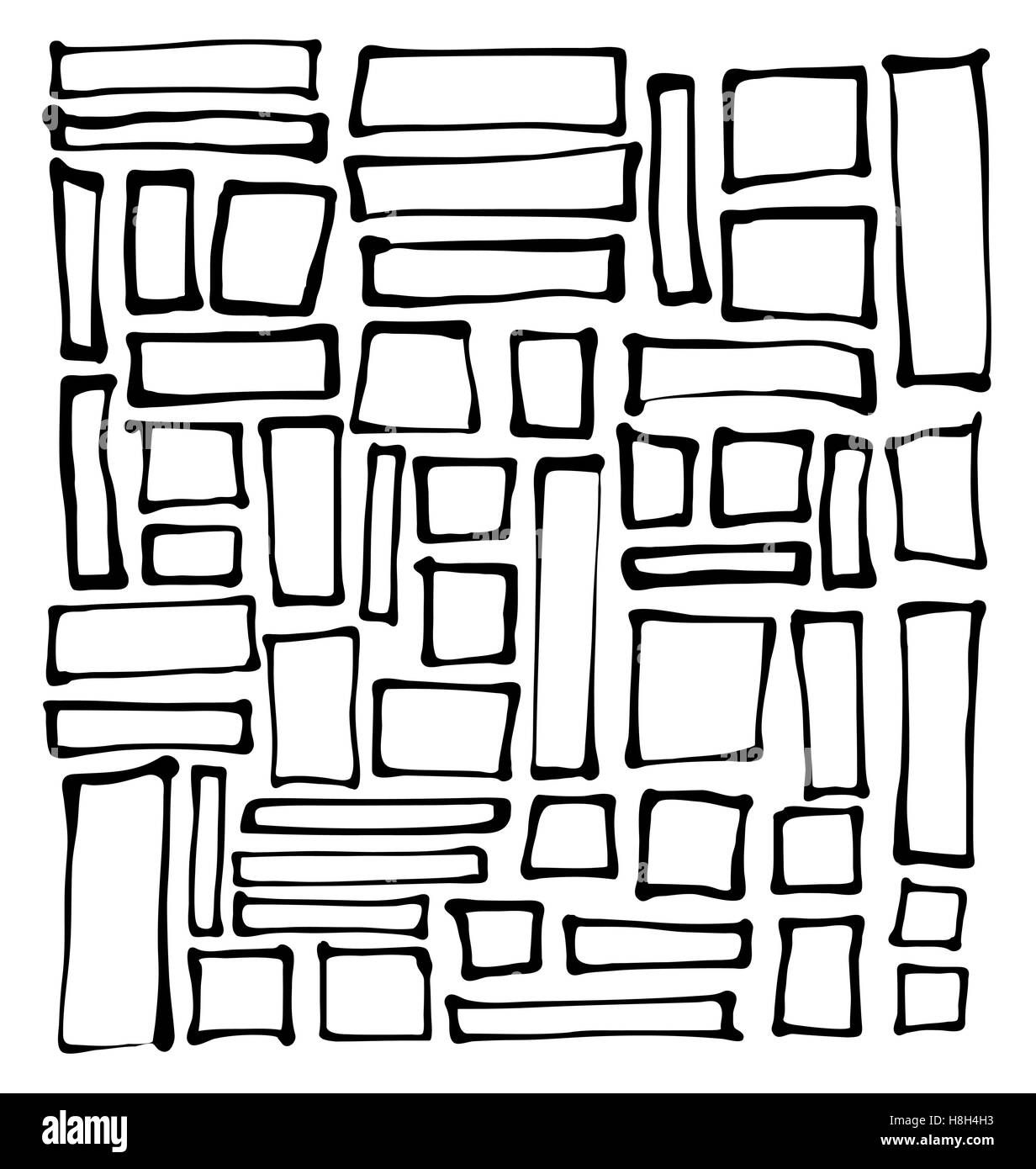 Rectangle dessiné à la main et les formes carrés sur fond blanc Illustration de Vecteur