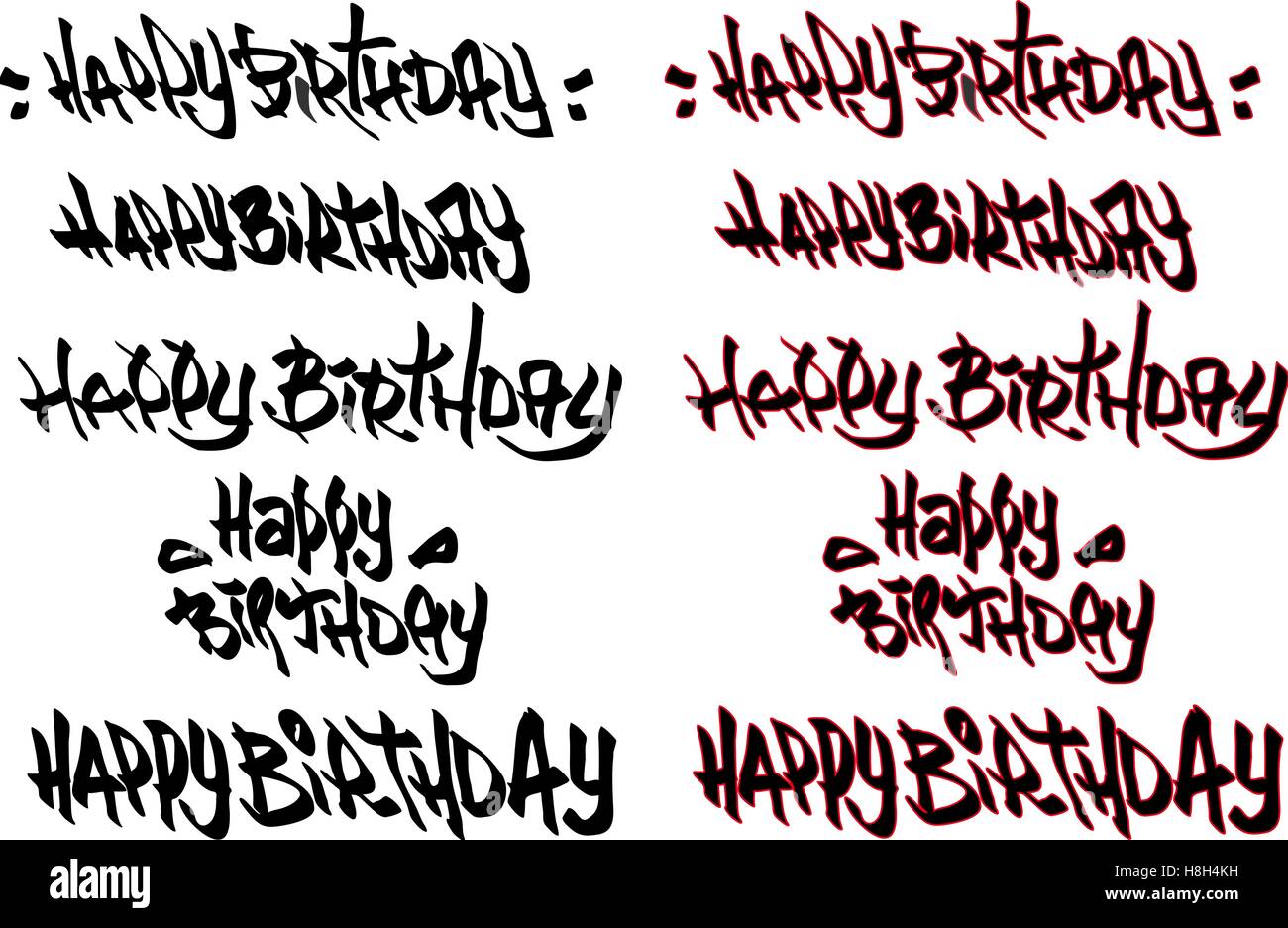 Joyeux Anniversaire Texte Dessine A La Main Contenant Le Graffiti Image Vectorielle Stock Alamy