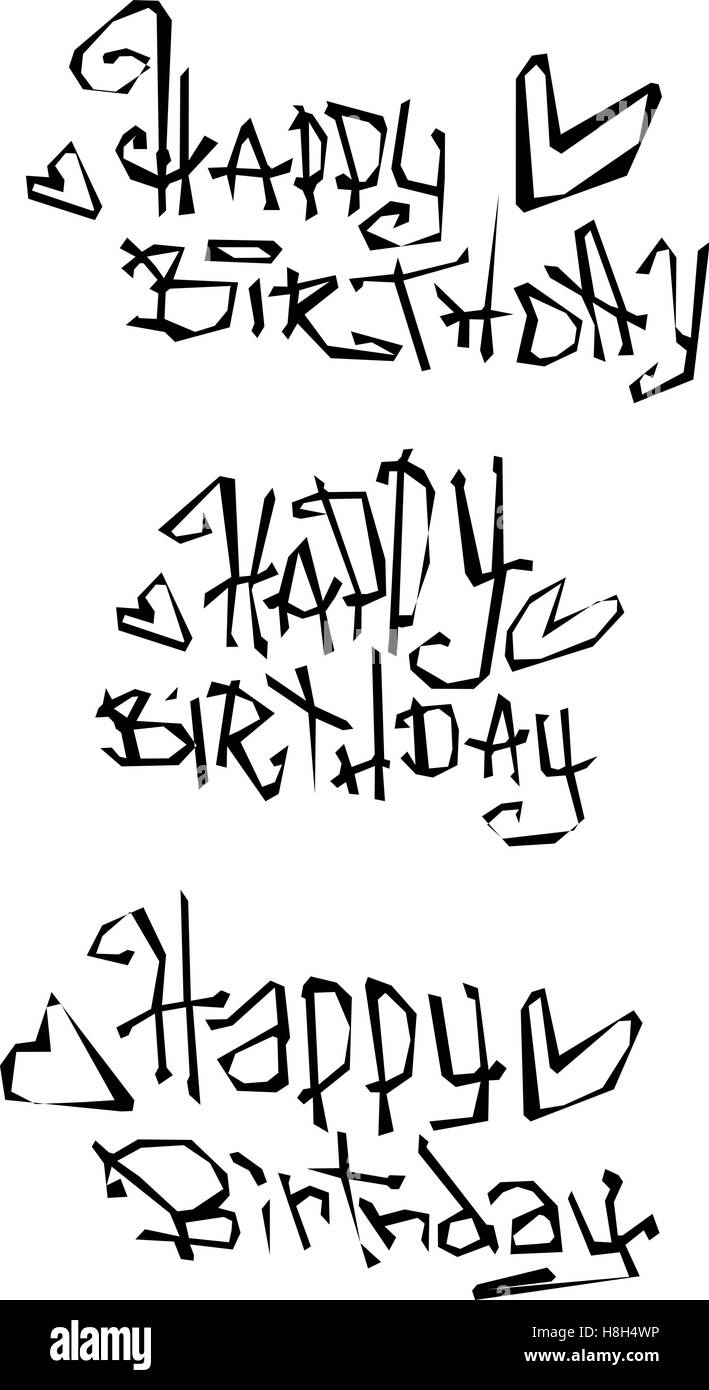 Joyeux Anniversaire Souhaitez Decouper Curly Liquide Graffiti Image Vectorielle Stock Alamy
