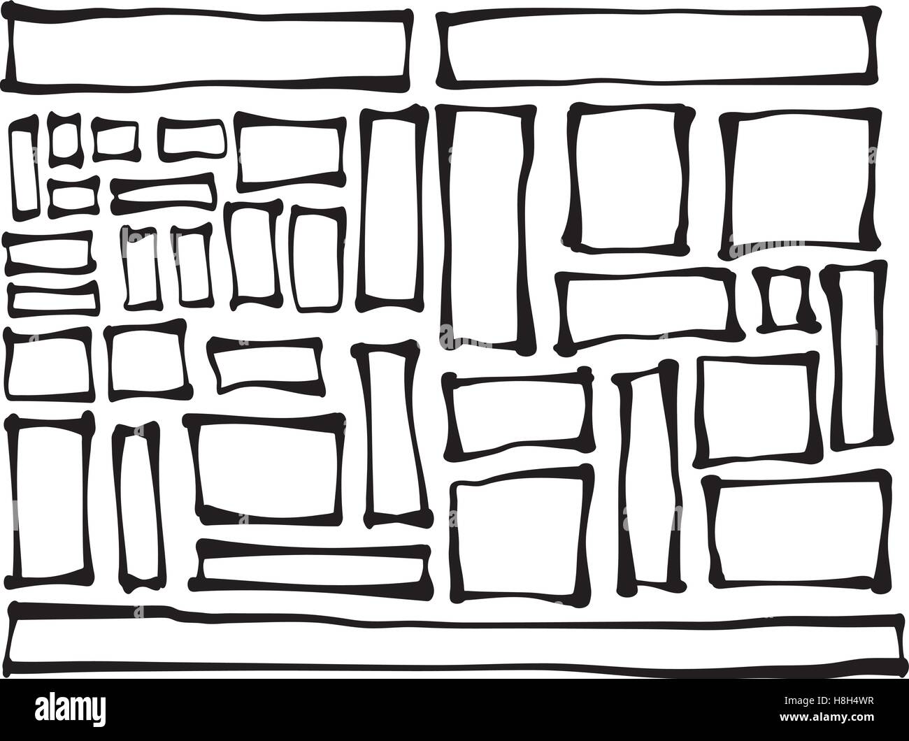 Rectangle dessiné à la main et les formes carrés sur fond blanc Illustration de Vecteur