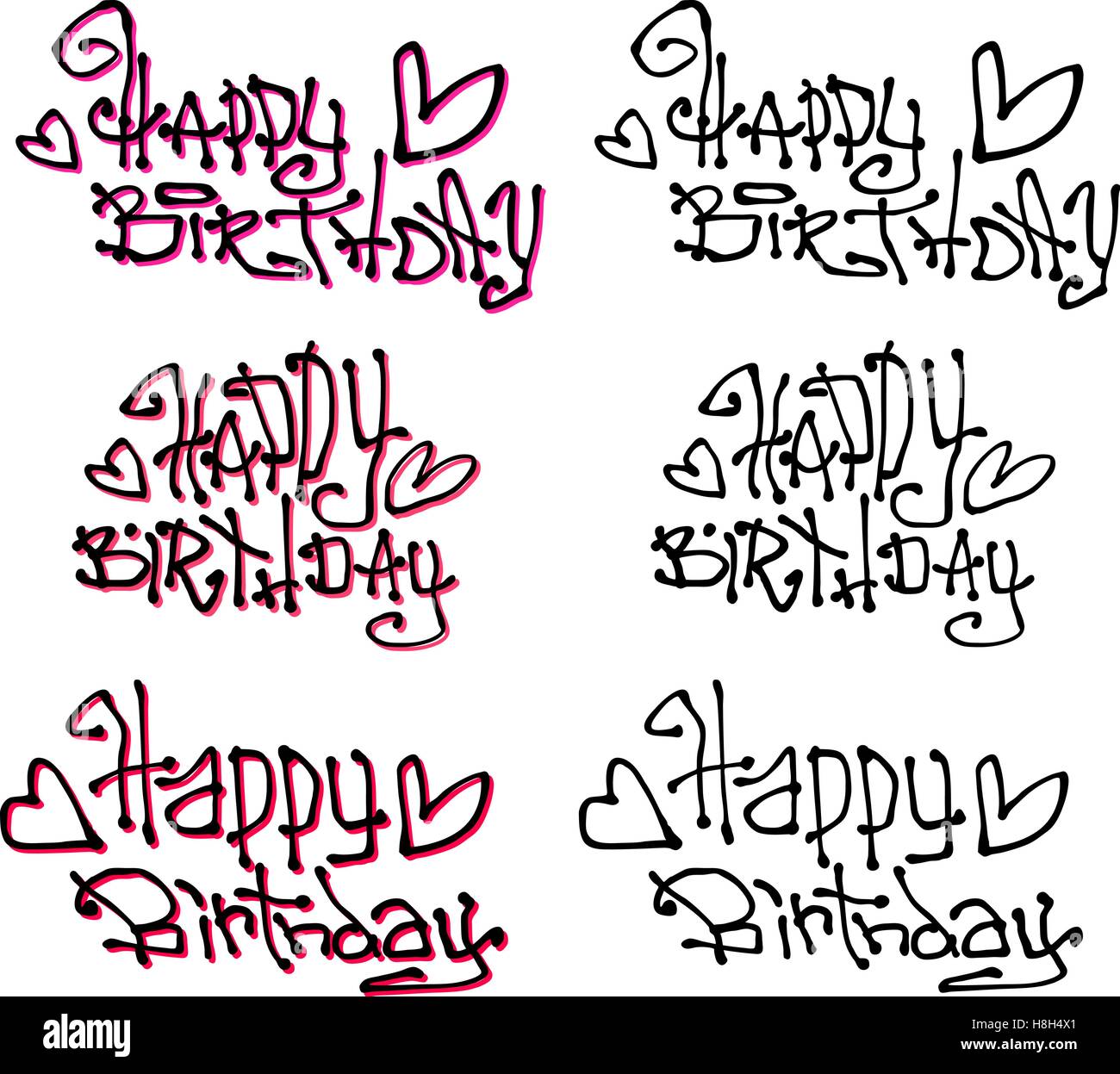 Joyeux Anniversaire Tiens Hand Drawn Curly Liquide Graffiti Image Vectorielle Stock Alamy