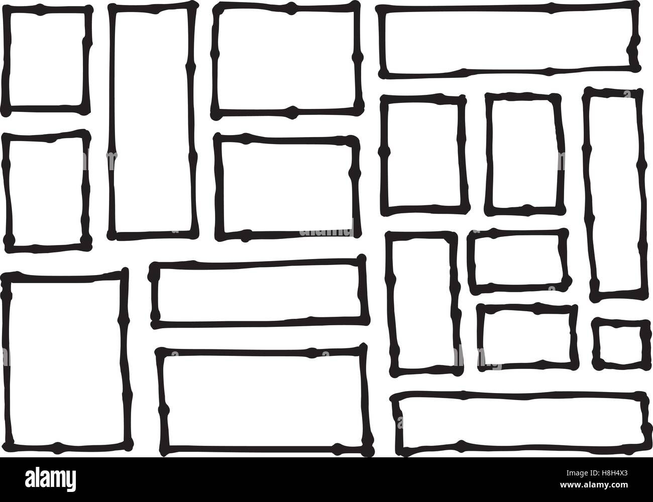 Rectangle dessiné à la main et les formes carrés sur fond blanc Illustration de Vecteur
