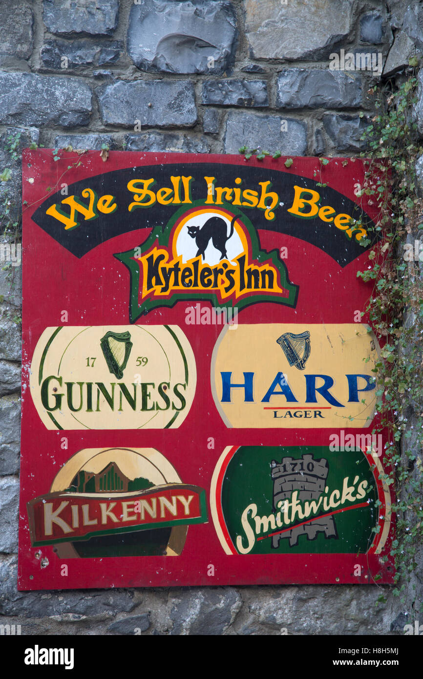 Signe de la bière irlandaise, Kilkenny, Irlande Banque D'Images
