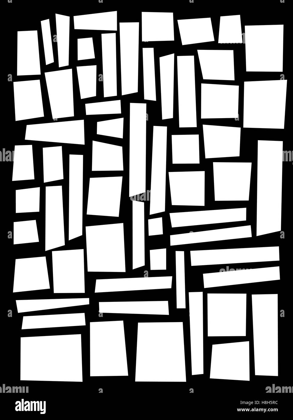 Les formes carrées ou rectangulaires en blanc sur fond noir Illustration de Vecteur