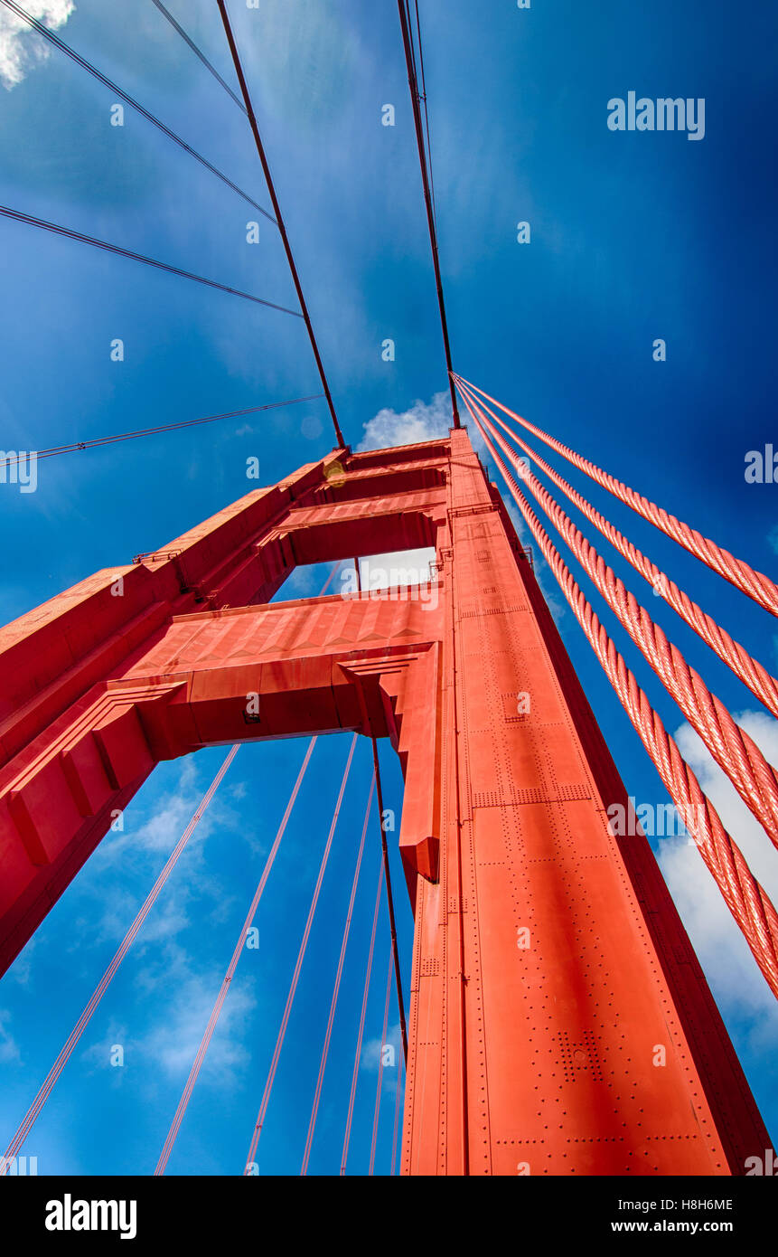 Gamme dynamique élevée close-up photo du Golden Gate Bridge. Banque D'Images