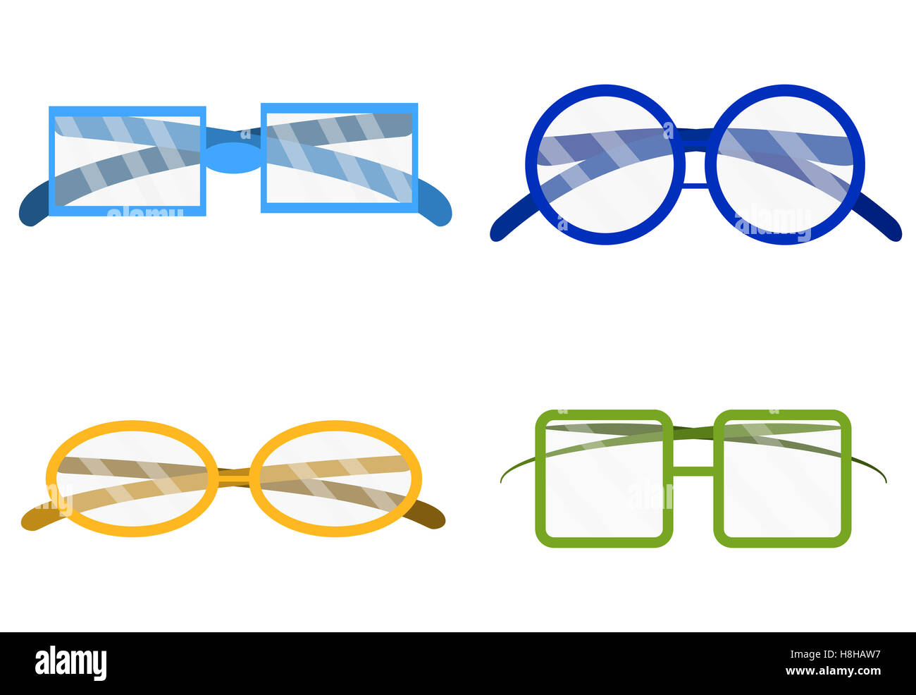 Jeu de verres transparents. Les lunettes et les verres d'oeil isolé. Illustration des lunettes de lecture, les lunettes vector Banque D'Images