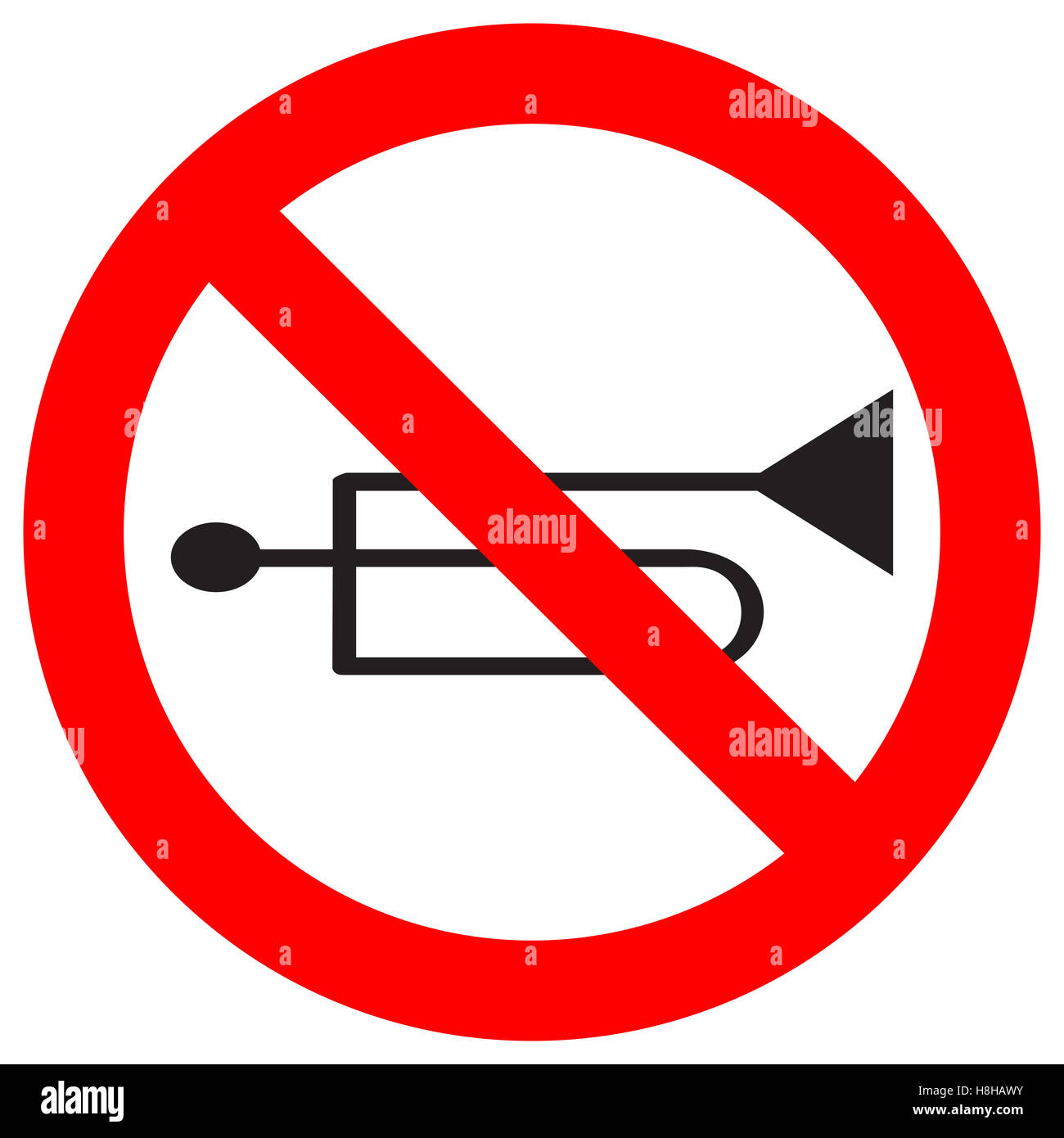 Ban cornes sur match de football. Soutien au sport, interdit le son et la musique, vector illustration Banque D'Images
