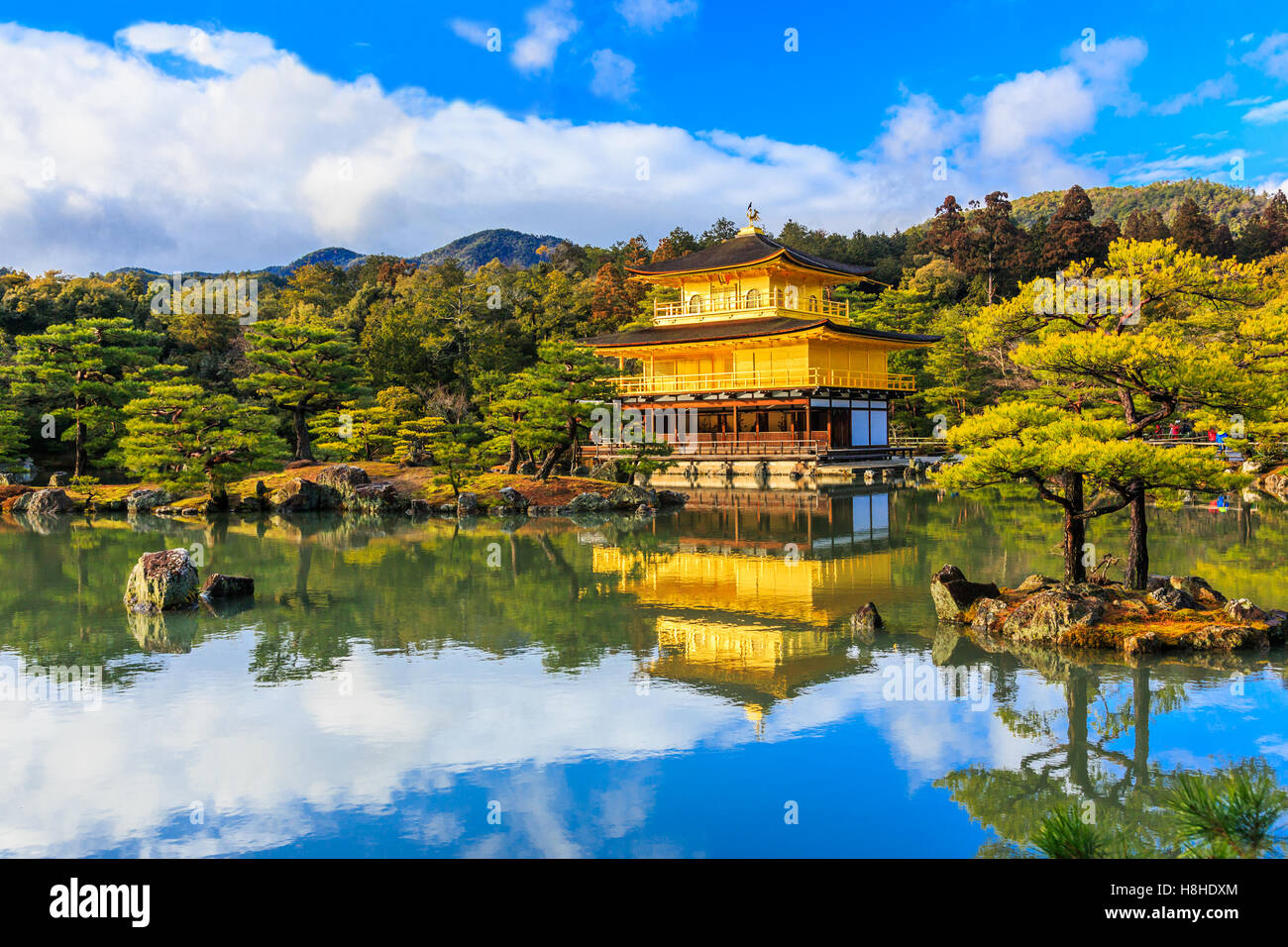 Kyoto, Japon. Le pavillon d'or au Temple Kinkakuji. Banque D'Images