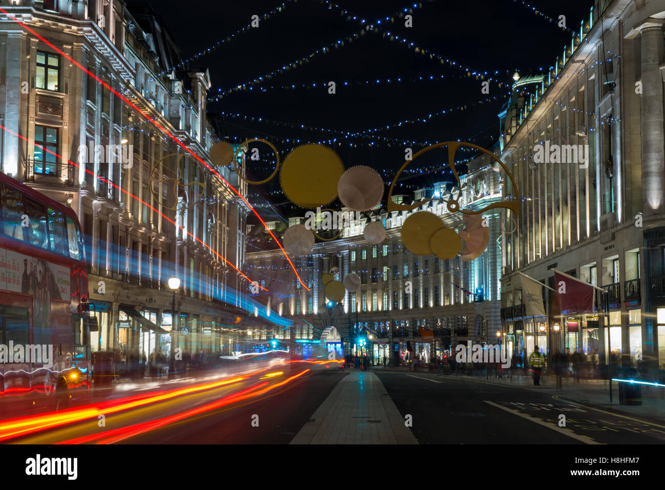 Lumières de Noël dans Regent Street, Londres Banque D'Images