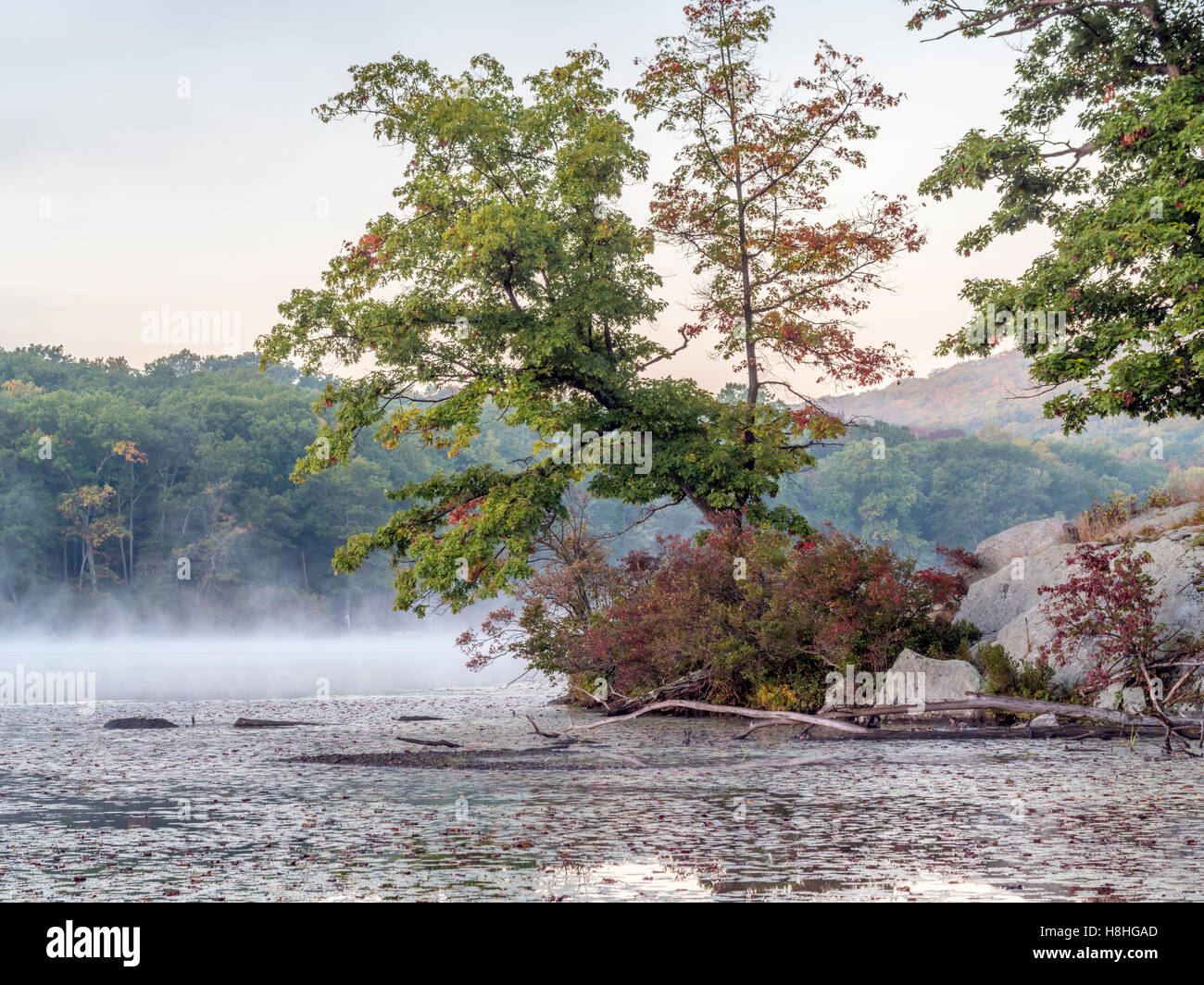 Parc d'État Harriman, lac de l'État de New York au début de l'automne Banque D'Images
