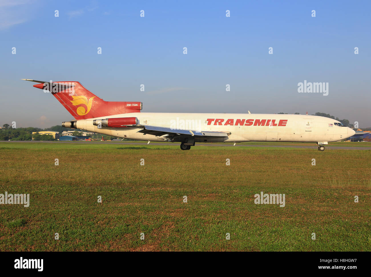 Kuala Lumpur Malaisie Subang/ Février 10, 2015:Transmile Boeing 727 à l'aéroport de Subang. Banque D'Images