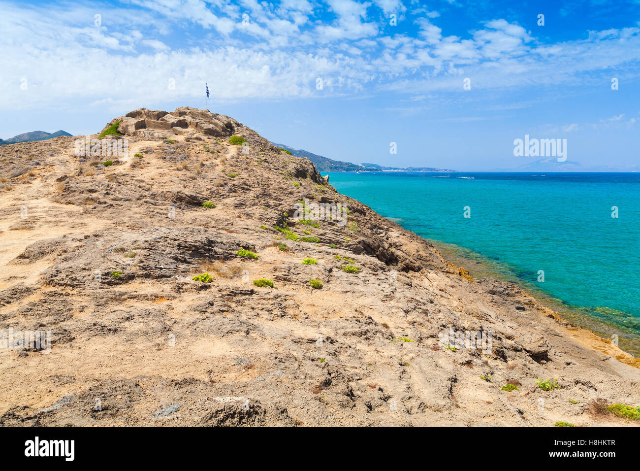 Côte rocheuse de l'île de Zakynthos, Grèce. Destination touristique populaire pour l'été vacances Banque D'Images